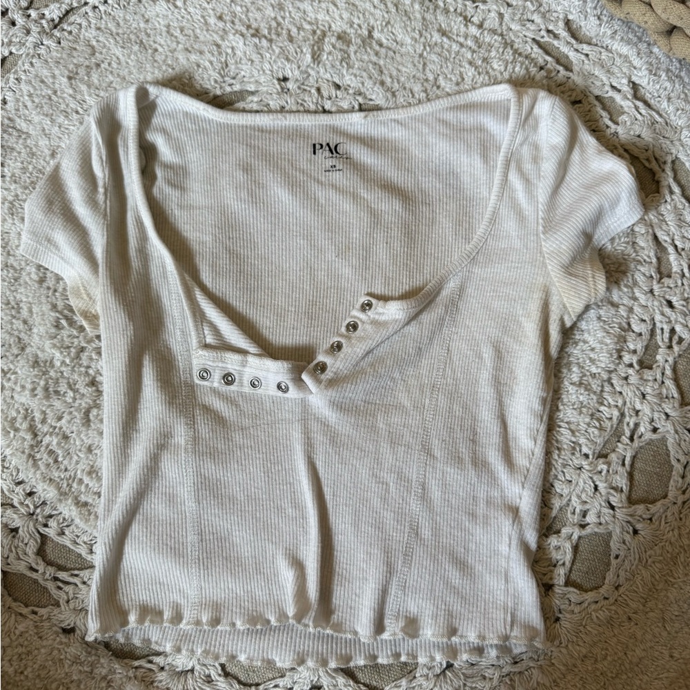 Women's White Ribbed Top
